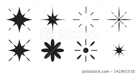 Sparkle star light icon twinkling glitter shapes. Sparkle star light icon twinkling glitter shapes. 142901538