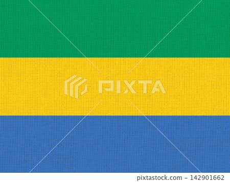 National flag of Gabon with realistic textured fabric surface. National flag of Gabon with realistic textured fabric surface. 142901662