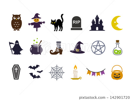 Simple Halloween icon set 142901720