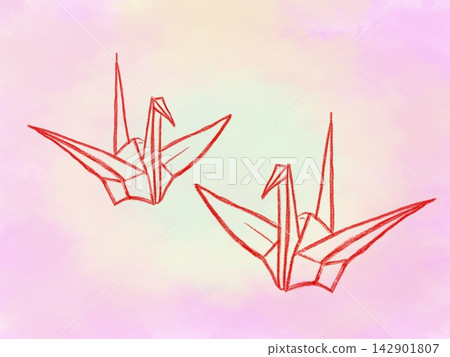 Gentle pastel background, red origami crane Gentle pastel background, red origami crane 142901807