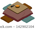 Kotatsu (heated table) isometric illustration material 142902104