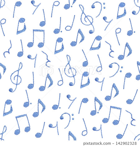 [Seamless Musical Note Pattern] Hand Embroidery Illustration Material 142902328