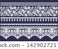 Set of white lace borders (floral pattern, scalloped edge, crochet-style decorative border) 142902721