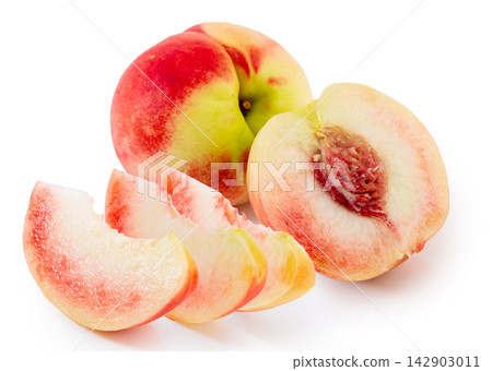 fresh Ripe Yangshan Honey Peaches Whole and Halved fresh Ripe Yangshan Honey Peaches Whole and Halved 142903011