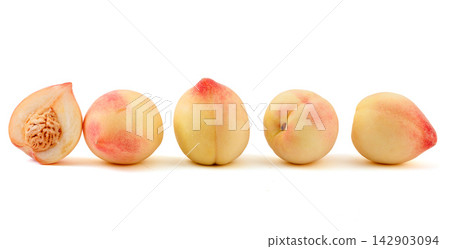fresh Ripe White Peaches Fruit with Sweet Fragrant Flesh 142903094