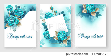 Invitation with turquoise roses Invitation with turquoise roses 142903378