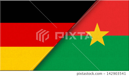 Double flag of Germany and Burkina Faso on fabric texture - 3D illustration Double flag of Germany and Burkina Faso on fabric texture - 3D illustration 142903541