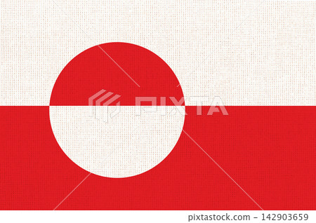 Illustration of the national flag of Greenland on a white and red fabric surface 142903659