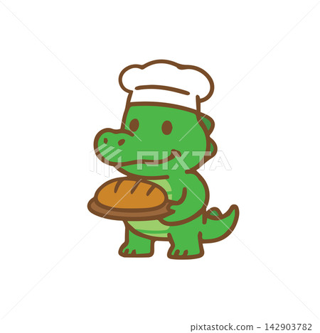 A cute crocodile as a baker Cartoon Illustration A cute crocodile as a baker Cartoon Illustration 142903782
