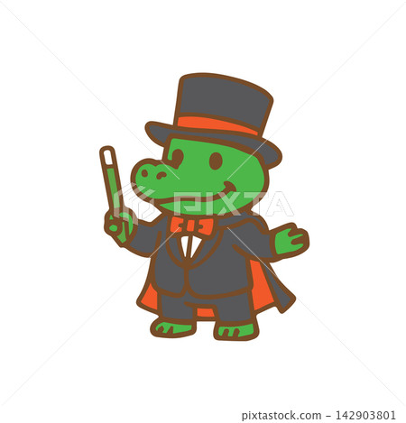 A cute crocodile as a magician Cartoon Illustration A cute crocodile as a magician Cartoon Illustration 142903801