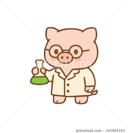 A cute pig as a scientist Cartoon Illustration A cute pig as a scientist Cartoon Illustration 142904165