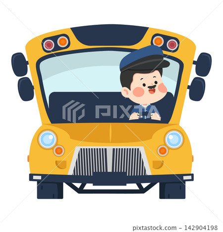 School Bus Driver Yellow Transport Character for Education Service School Bus Driver Yellow Transport Character for Education Service 142904198