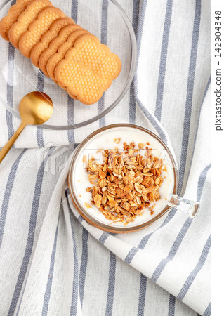milk Cereal Bowl with Cookies for Breakfast Food milk Cereal Bowl with Cookies for Breakfast Food 142904348
