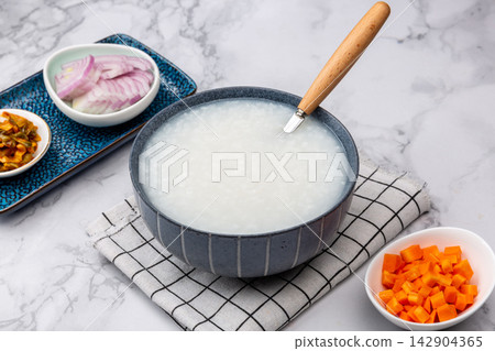 plain Rice Porridge Traditional Asian Breakfast Food Dish plain Rice Porridge Traditional Asian Breakfast Food Dish 142904365