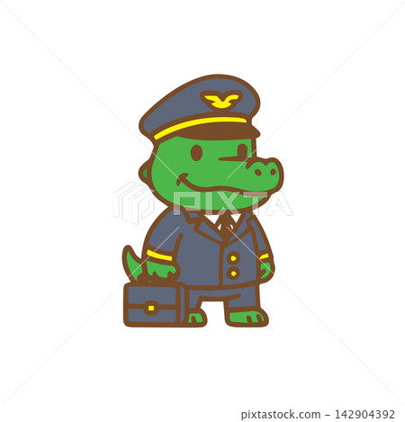 A cute crocodile as a pilot Cartoon Illustration A cute crocodile as a pilot Cartoon Illustration 142904392