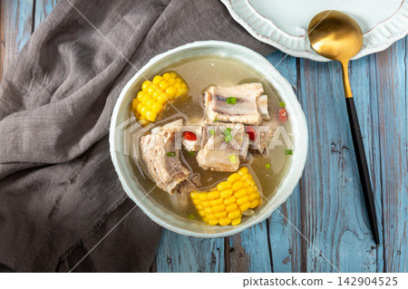 asian Style Pork Rib and Corn Stew Soup asian Style Pork Rib and Corn Stew Soup 142904525