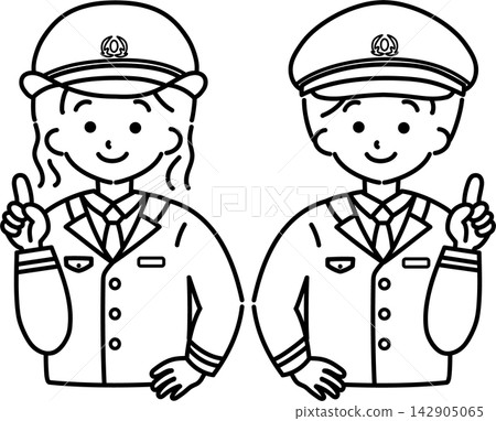 Station attendant pointing (line drawing) 142905065