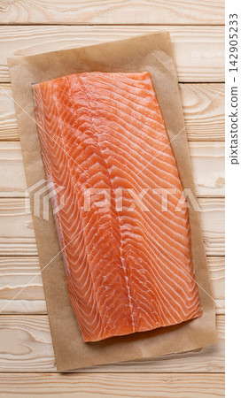 Raw Salmon Fillet Vertical Food Background Raw Salmon Fillet Vertical Food Background 142905233