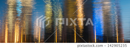 Abstract City Lights Reflection Wide Banner Abstract City Lights Reflection Wide Banner 142905235