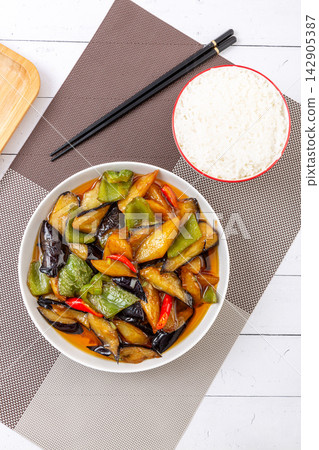 stir-Fried Eggplant Potato and Green Pepper, Northeast Chinese Dish stir-Fried Eggplant Potato and Green Pepper, Northeast Chinese Dish 142905387