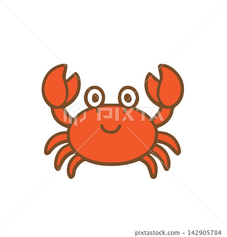 Cute Cartoon Crab with Orange Body and Raised Claws Cute Cartoon Crab with Orange Body and Raised Claws 142905784