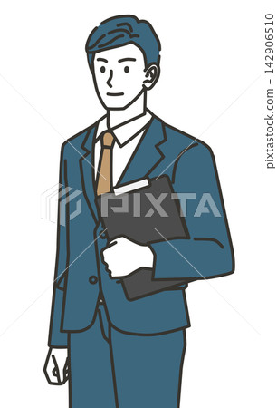 A reliable businessman carrying a file of documents A reliable businessman carrying a file of documents 142906510