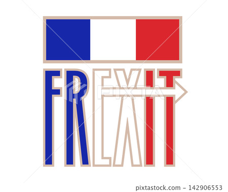 Frexit Emblem Vector Illustration. France Exit EU Political Symbol. Frexit Emblem Vector Illustration. France Exit EU Political Symbol. 142906553