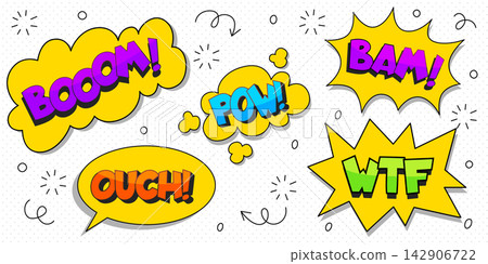 Comic book speech bubbles with pop art effects. Comic book speech bubbles with pop art effects. 142906722
