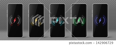 Smartphone charging status screen with power level Smartphone charging status screen with power level 142906729
