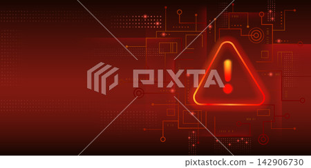 Cyber security alert banner with red warning sign Cyber security alert banner with red warning sign 142906730