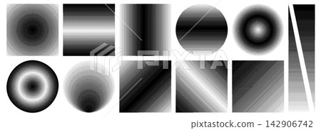 Vector halftone patterns set, dot gradients Vector halftone patterns set, dot gradients 142906742