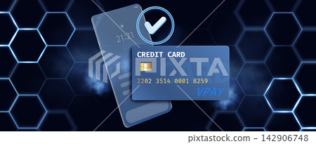 Modern credit card and smartphone. Modern credit card and smartphone. 142906748