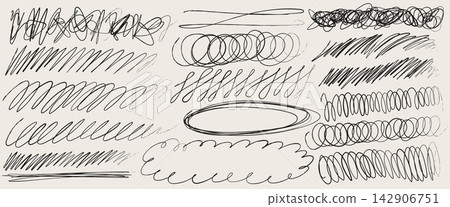 Realistic set of hand-drawn pen lines Realistic set of hand-drawn pen lines 142906751
