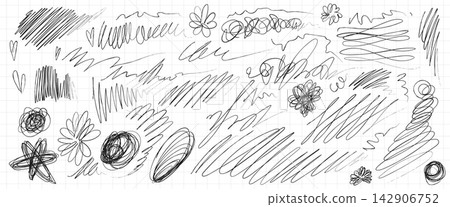 Hand drawn line doodles and pen scribbles pack Hand drawn line doodles and pen scribbles pack 142906752