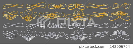 Elegant golden and silver swirls set on dark Elegant golden and silver swirls set on dark 142906764