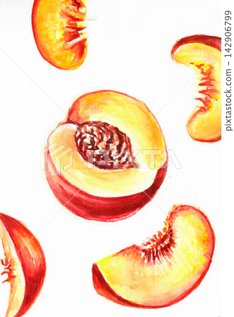 fresh raw peach isolated on white fresh raw peach isolated on white 142906799