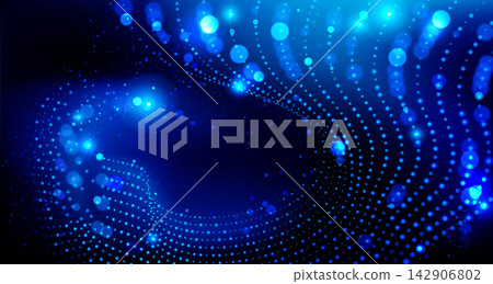 Abstract digital data flow banner with neon dots Abstract digital data flow banner with neon dots 142906802
