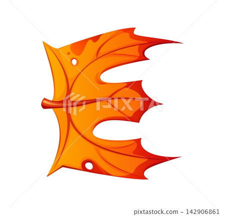 Maple leaf letter for school font or education typeface and back to school type. Autumn season maple leaf letter E for English alphabet and ABC typography for student learning and study lettering Maple leaf letter for school font or education typeface and back to school type. Autumn season maple leaf letter E for English alphabet and ABC typography for student learning and study lettering 142906861