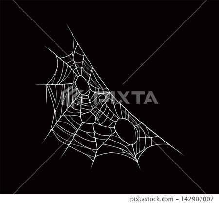 Halloween cobweb, spider web corner and texture. Isolated spiderweb featuring triangular corner design with intricate white threads on dark background. Vector cobweb for spooky holiday decorations Halloween cobweb, spider web corner and texture. Isolated spiderweb featuring triangular corner design with intricate white threads on dark background. Vector cobweb for spooky holiday decorations 142907002