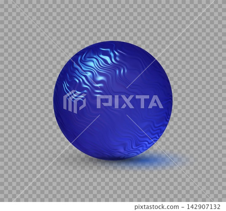 Deep blue 3D sphere with rippled, wavy surface texture and glowing cyan highlights. Glossy dark blue material ball with curved surface for 3D shader material previews and texture catalog Deep blue 3D sphere with rippled, wavy surface texture and glowing cyan highlights. Glossy dark blue material ball with curved surface for 3D shader material previews and texture catalog 142907132