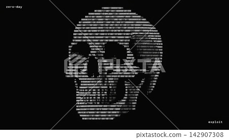 Human skull formed from cascading binary code vector background Human skull formed from cascading binary code vector background 142907308