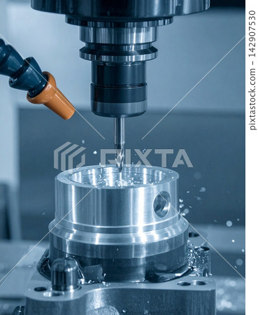3 axis machining center cuts the engine cylinder block with a solid ball-end mill 3 axis machining center cuts the engine cylinder block with a solid ball-end mill 142907530