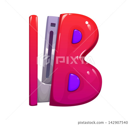 Stapler letter for school font of stationery type and education supply typeface in English alphabet ABC. School font type letter B of paper stapler for kids back to school typography or student type Stapler letter for school font of stationery type and education supply typeface in English alphabet ABC. School font type letter B of paper stapler for kids back to school typography or student type 142907540