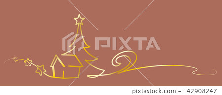 Christmas tree and cozy winter house. Vector holiday illustration Christmas tree and cozy winter house. Vector holiday illustration 142908247