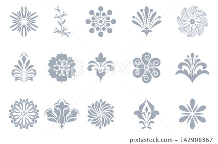 Flower icons set. Isolated elements for design. Vector graphics. Flower collection 142908367