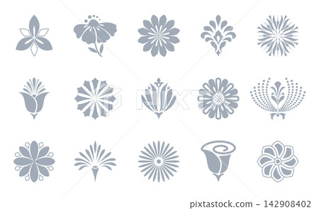 Flower icons set. Isolated elements for design. Vector graphics. Flower collection Flower icons set. Isolated elements for design. Vector graphics. Flower collection 142908402