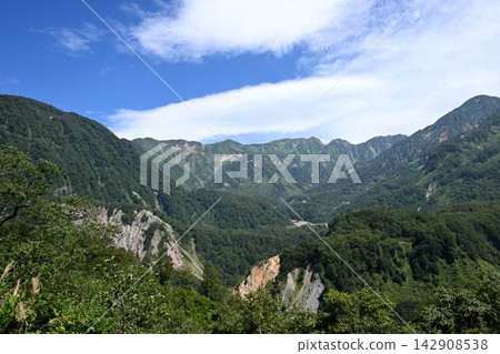 立山火山口全景;飛山火山口的大規模崩塌;六谷展望台 立山火山口全景;飛山火山口的大規模崩塌;六谷展望台 142908538