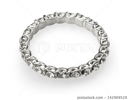 Diamond eternity band ring on white background Diamond eternity band ring on white background 142909529