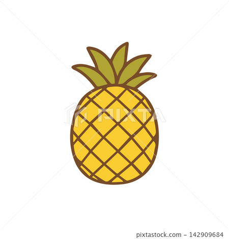 Minimalist Cartoon Pineapple Fruit Illustration Minimalist Cartoon Pineapple Fruit Illustration 142909684