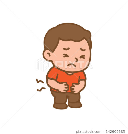 Cute Cartoon Boy with Stomach Ache Cute Cartoon Boy with Stomach Ache 142909685